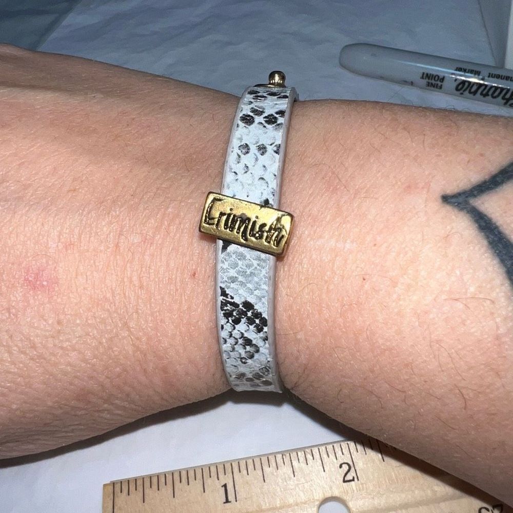 Erimish Faux‎ Gray Snakeskin Adjustable Leather Bracelet